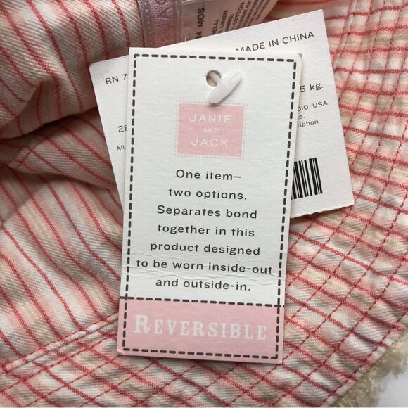Janie & Jack Reversible Hat Baby Girl 12-24 Mos 100% Linen NWT - Picture 6 of 9